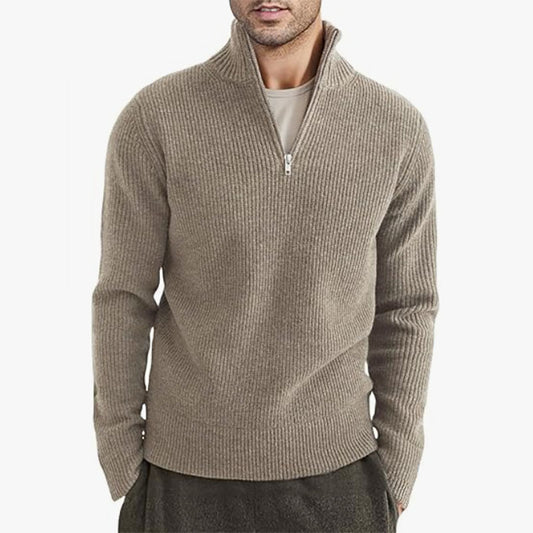 GENEVA HALF-ZIP — Ribbed Half-Zip Knit Sweater