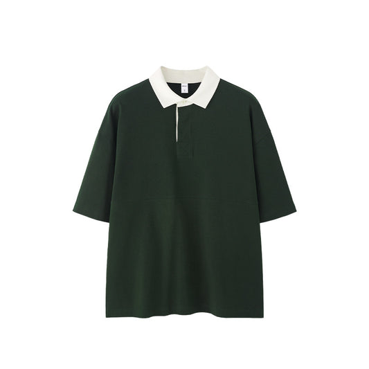 Oversized Contrast Collar Polo Shirt