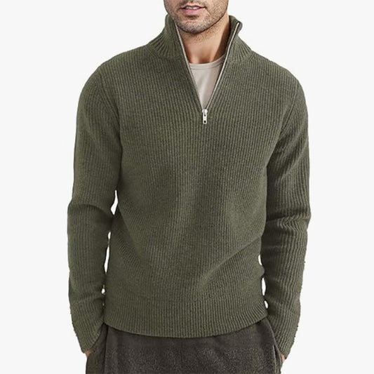 GENEVA HALF-ZIP — Ribbed Half-Zip Knit Sweater