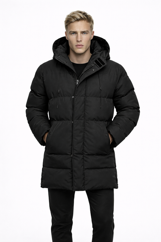 MONTREAL PARKA — Long Hooded Down Jacket with Multi-Pocket Design
