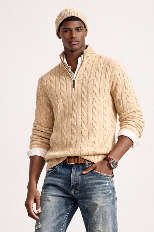 Samuel Cable Knit Half-Zip Sweater