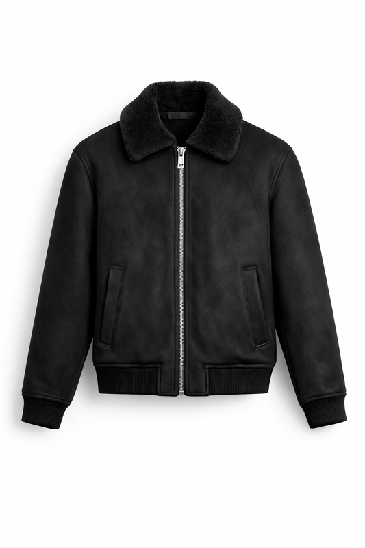 Suede-Texture Winter Bomber