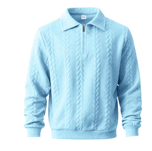 CANNES JACQUARD ZIP — Textured Quarter-Zip Polo Pullover