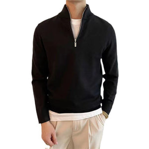 ZURICH HALF-ZIP — Ribbed Knit Quarter-Zip Sweater with Stand Collar