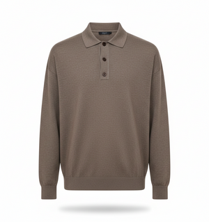 VIENNA POLO — Long Sleeve Knit Polo with Button Placket
