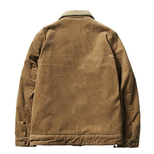 DENVER TRUCKER — Sherpa-Lined Corduroy Jacket with Quilted Shoulders