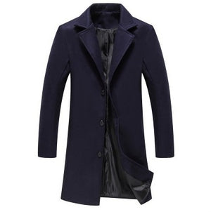 LONDON TRENCH — Single-Breasted Wool-Blend Coat with Notch Lapels