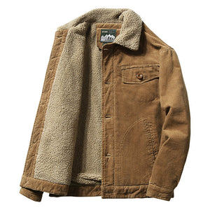 DENVER TRUCKER — Sherpa-Lined Corduroy Jacket with Quilted Shoulders