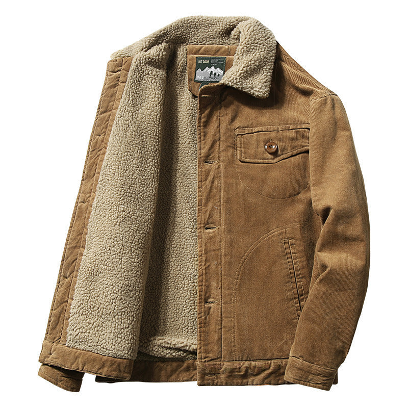 DENVER TRUCKER — Sherpa-Lined Corduroy Jacket with Quilted Shoulders