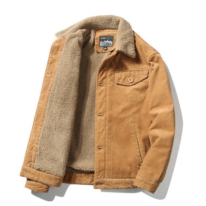 DENVER TRUCKER — Sherpa-Lined Corduroy Jacket with Quilted Shoulders