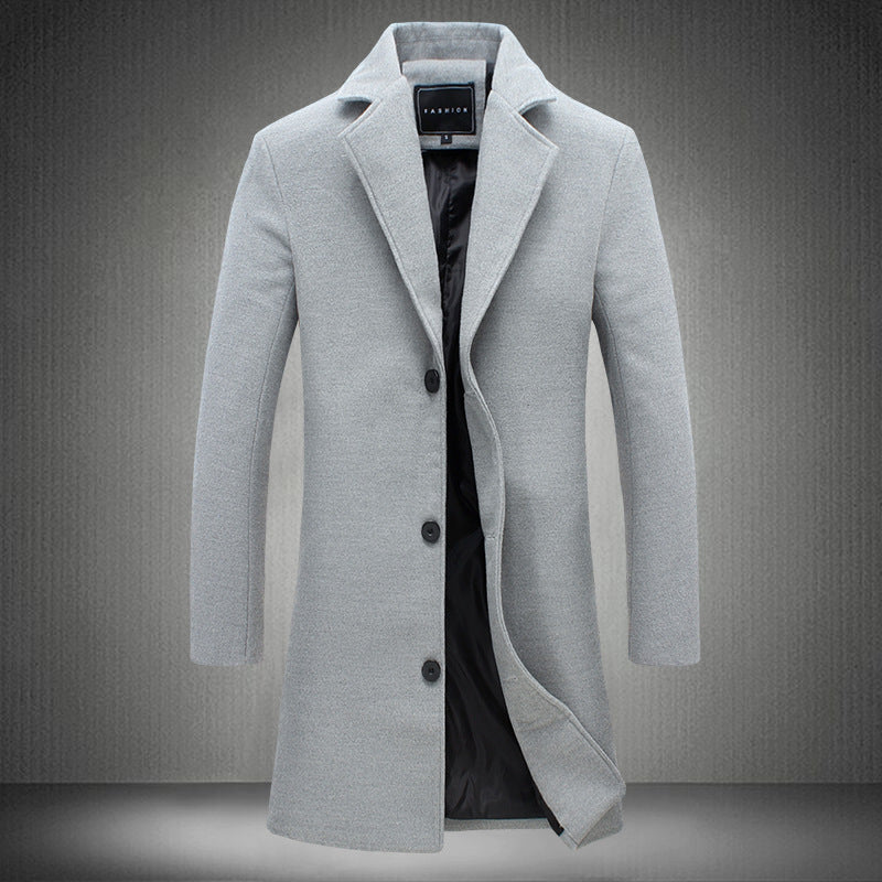 LONDON TRENCH — Single-Breasted Wool-Blend Coat with Notch Lapels