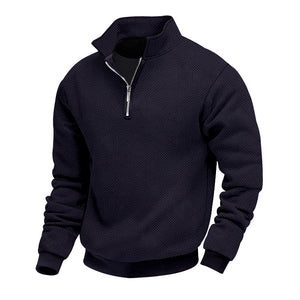 CANNES JACQUARD ZIP — Textured Quarter-Zip Polo Pullover