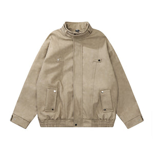 Faux Leather Utility Jacket
