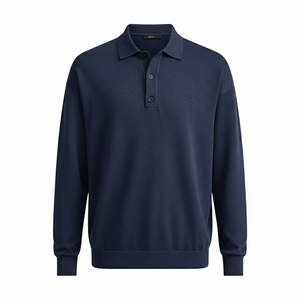 VIENNA POLO — Long Sleeve Knit Polo with Button Placket