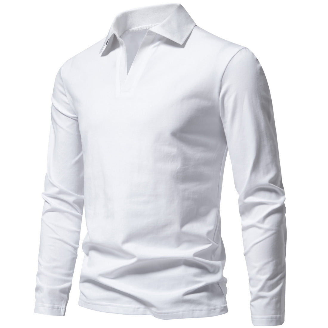 Long-Sleeve Open Collar Polo T-Shirt