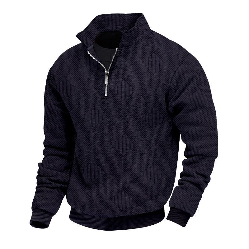 MONACO POLO KNIT — Textured Quarter-Zip Polo Sweatshirt