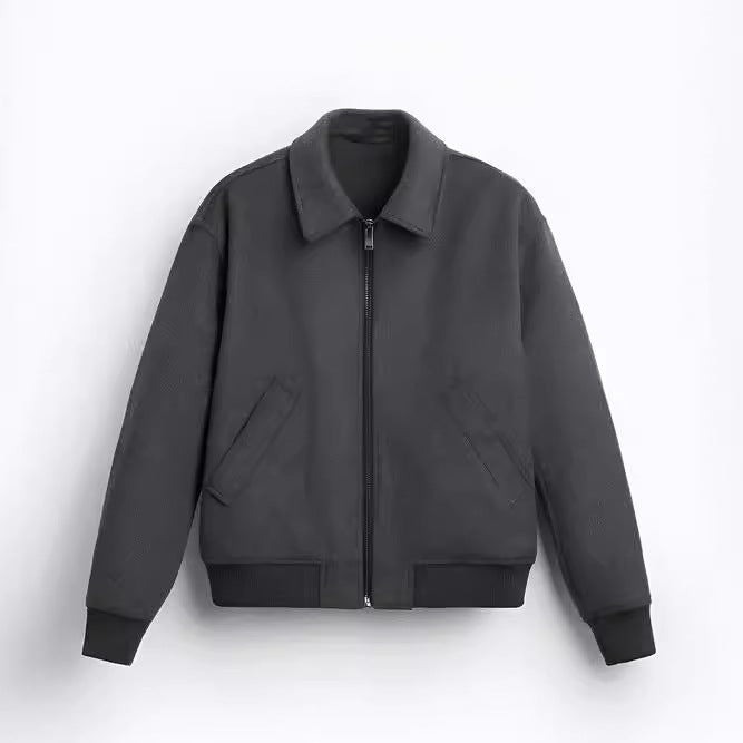 DUBLIN HARRINGTON — Wool-Blend Bomber with Polo Collar