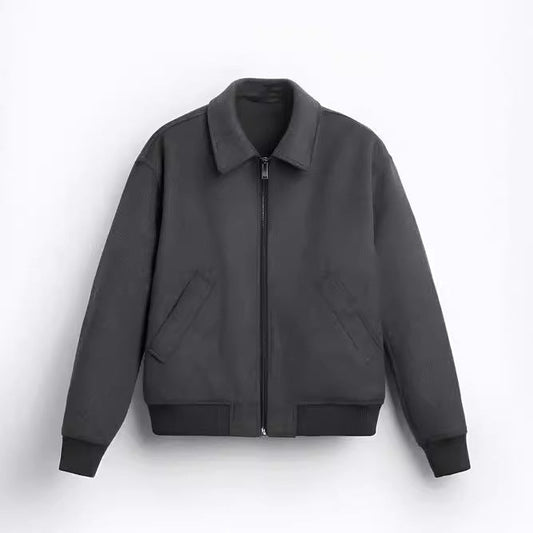 DUBLIN HARRINGTON — Wool-Blend Bomber with Polo Collar