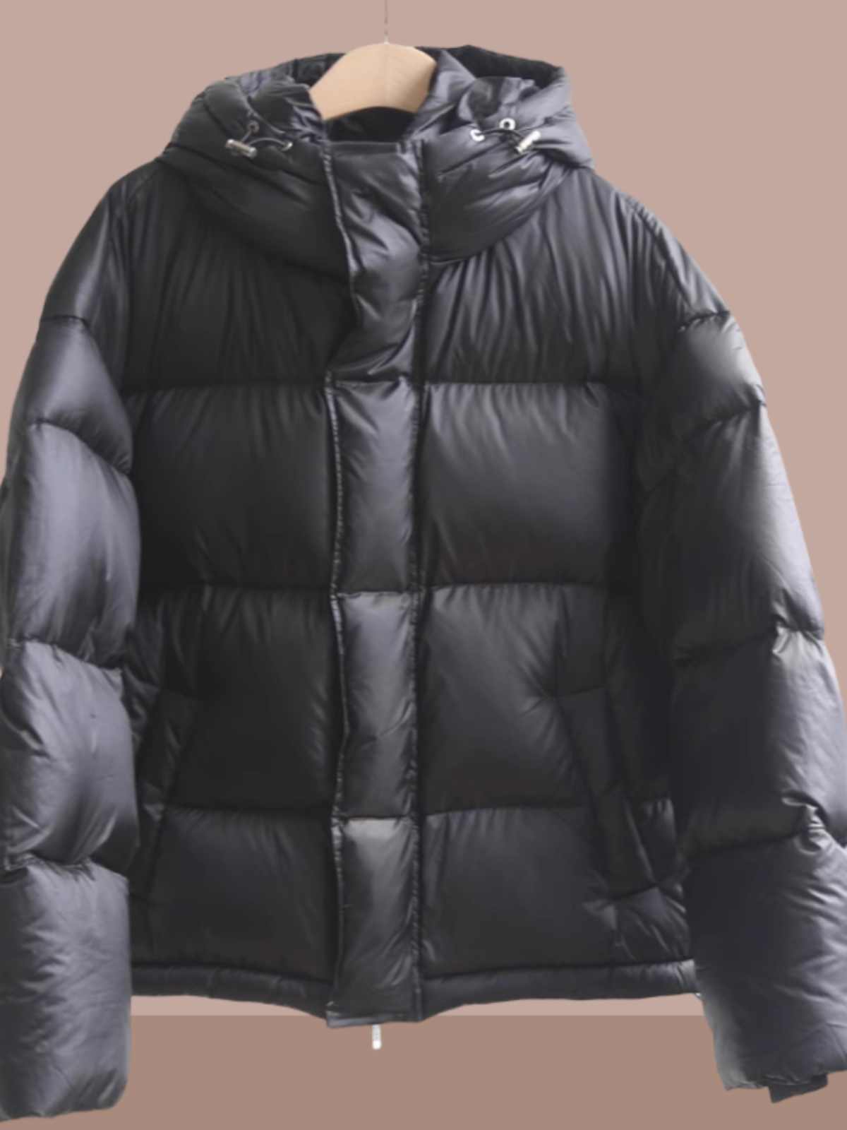 BOSTON PUFFER — Oversized Hooded Down Jacket with Snap Details