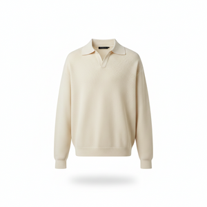 ROME POLO KNIT — Textured V-Neck Pullover with Polo Collar
