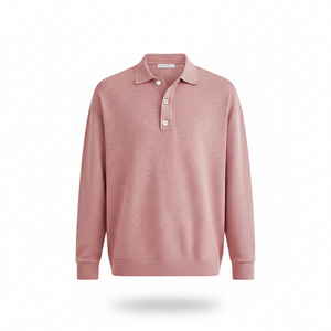 VIENNA POLO — Long Sleeve Knit Polo with Button Placket