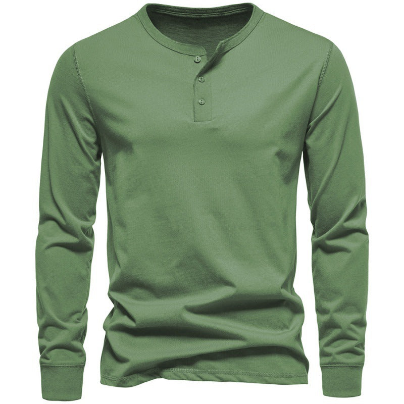 Cotton Henley Long-Sleeve T-Shirt
