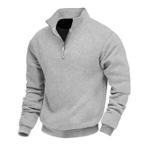 CANNES JACQUARD ZIP — Textured Quarter-Zip Polo Pullover