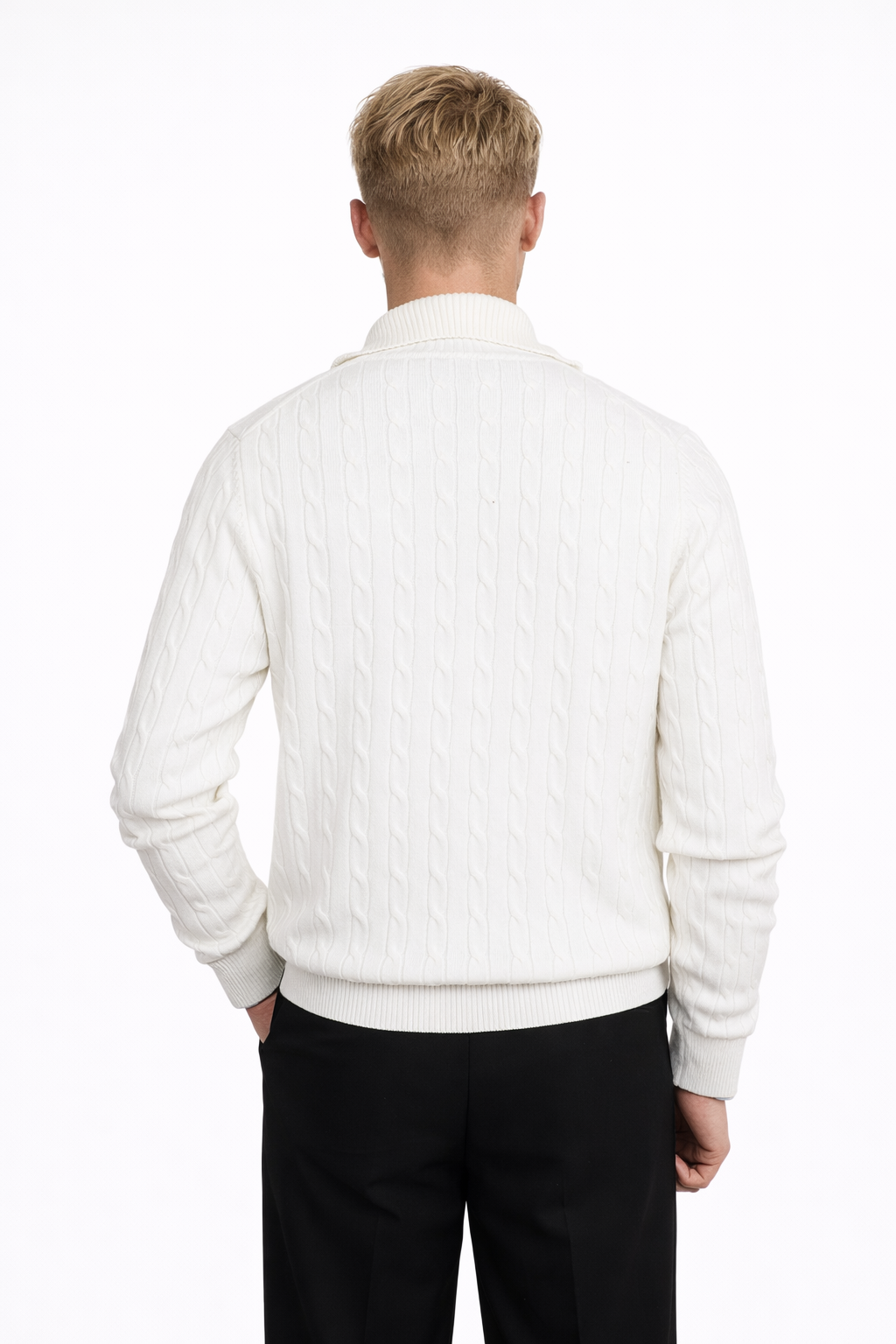 OXFORD CABLE ZIP — Cable-Knit Half-Zip Pullover Sweater