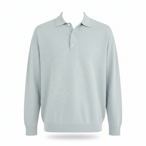VIENNA POLO — Long Sleeve Knit Polo with Button Placket