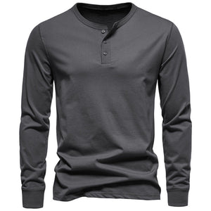 Cotton Henley Long-Sleeve T-Shirt