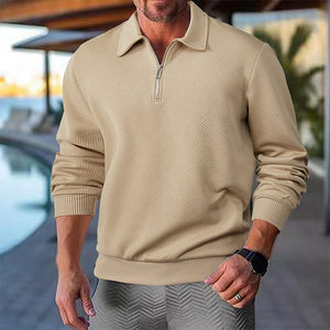 MONACO POLO KNIT — Textured Quarter-Zip Polo Sweatshirt