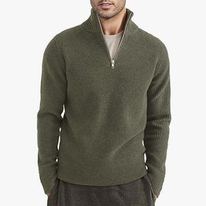 GENEVA HALF-ZIP — Ribbed Half-Zip Knit Sweater
