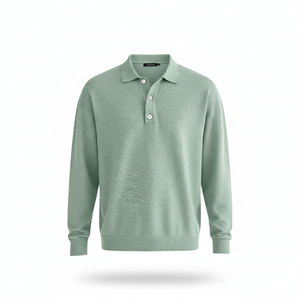 VIENNA POLO — Long Sleeve Knit Polo with Button Placket