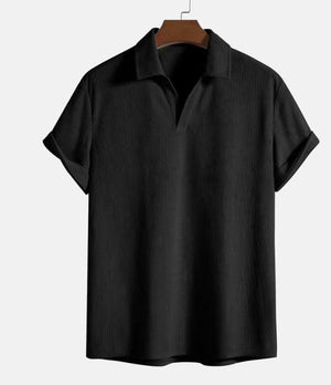 Elias Textured Open Collar Shirt