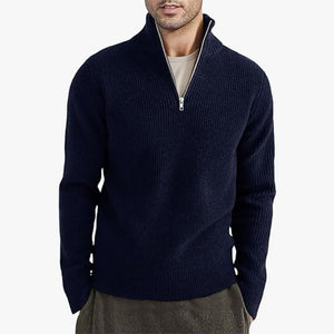 GENEVA HALF-ZIP — Ribbed Half-Zip Knit Sweater