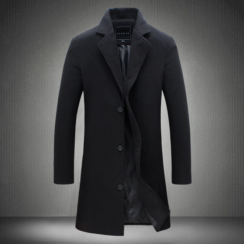LONDON TRENCH — Single-Breasted Wool-Blend Coat with Notch Lapels