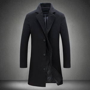 LONDON TRENCH — Single-Breasted Wool-Blend Coat with Notch Lapels