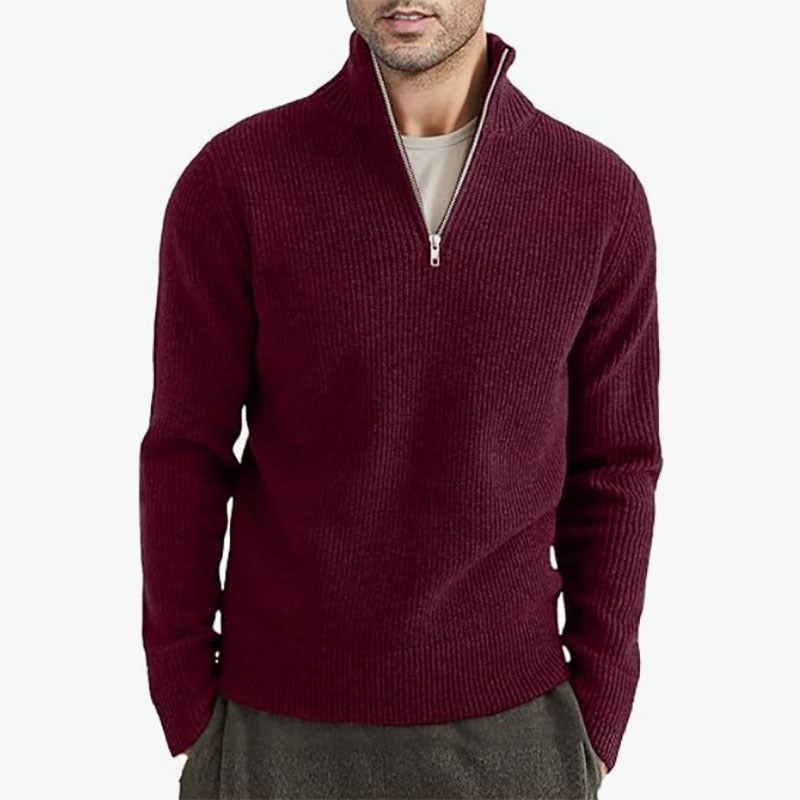 GENEVA HALF-ZIP — Ribbed Half-Zip Knit Sweater