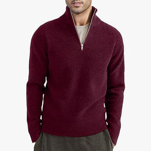 GENEVA HALF-ZIP — Ribbed Half-Zip Knit Sweater