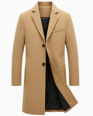 LONDON TRENCH — Single-Breasted Wool-Blend Coat with Notch Lapels