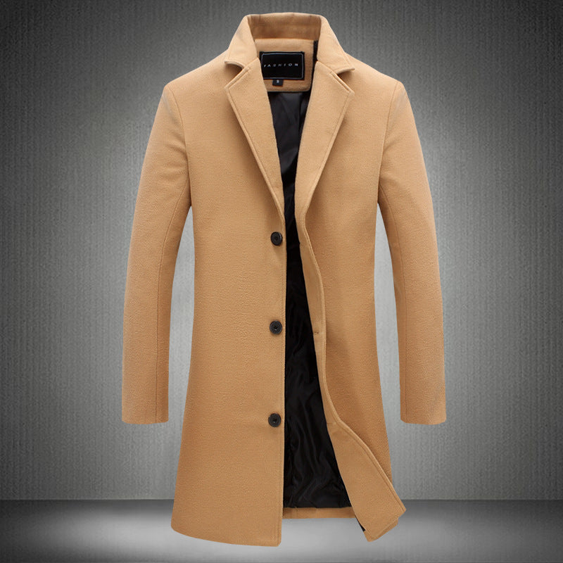 LONDON TRENCH — Single-Breasted Wool-Blend Coat with Notch Lapels