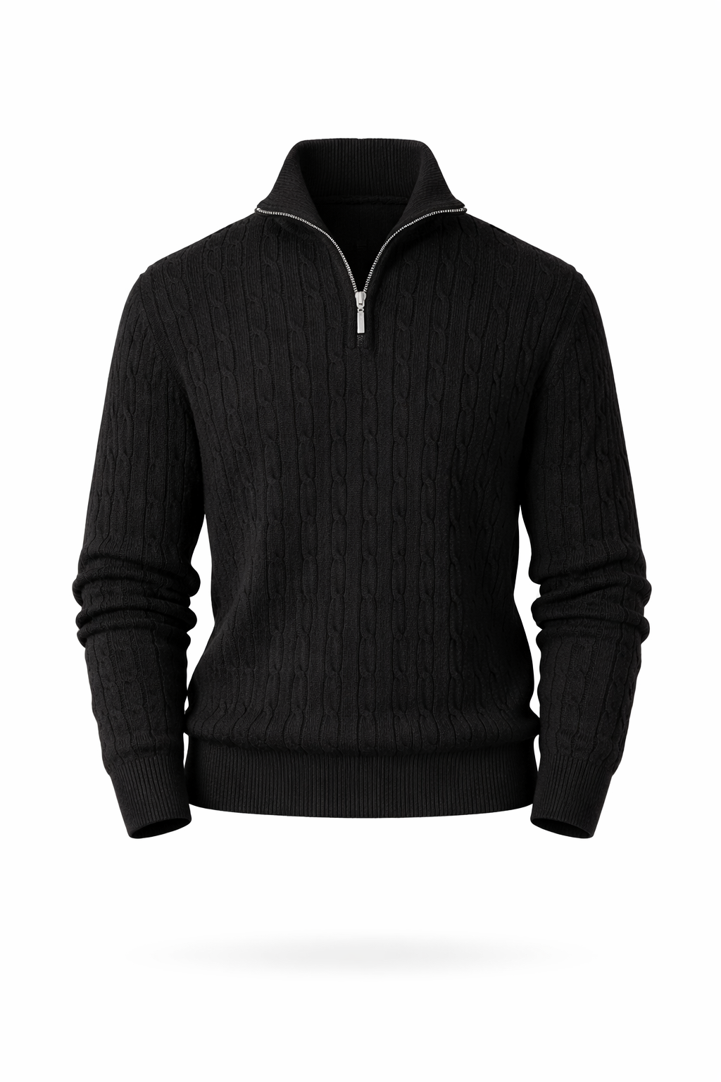 OXFORD CABLE ZIP — Cable-Knit Half-Zip Pullover Sweater