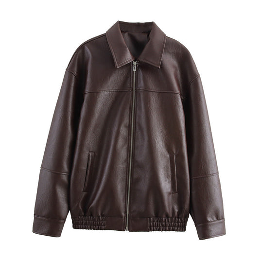 Matteo Faux Leather Bomber Jacket