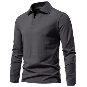 Long-Sleeve Open Collar Polo T-Shirt