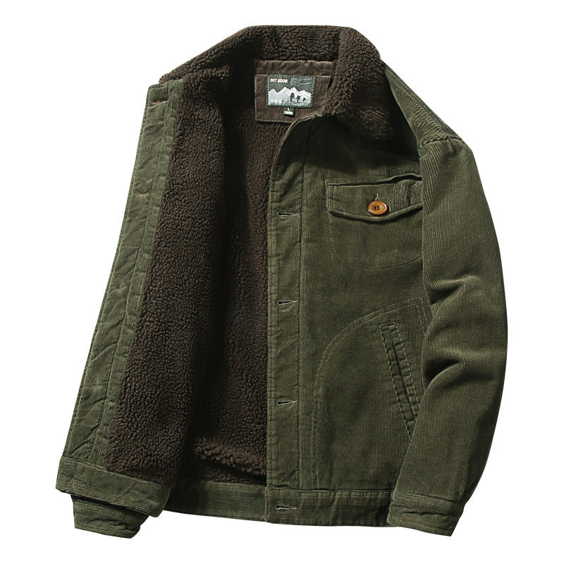 DENVER TRUCKER — Sherpa-Lined Corduroy Jacket with Quilted Shoulders
