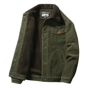 DENVER TRUCKER — Sherpa-Lined Corduroy Jacket with Quilted Shoulders