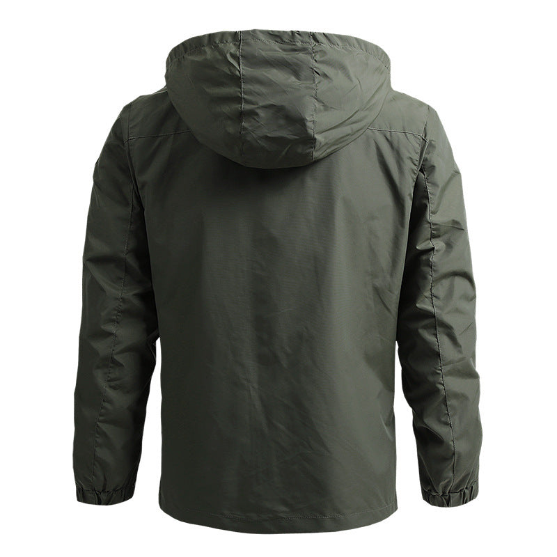 Hooded Nylon Windbreaker Jacket