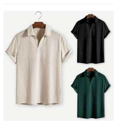 Elias Textured Open Collar Shirt