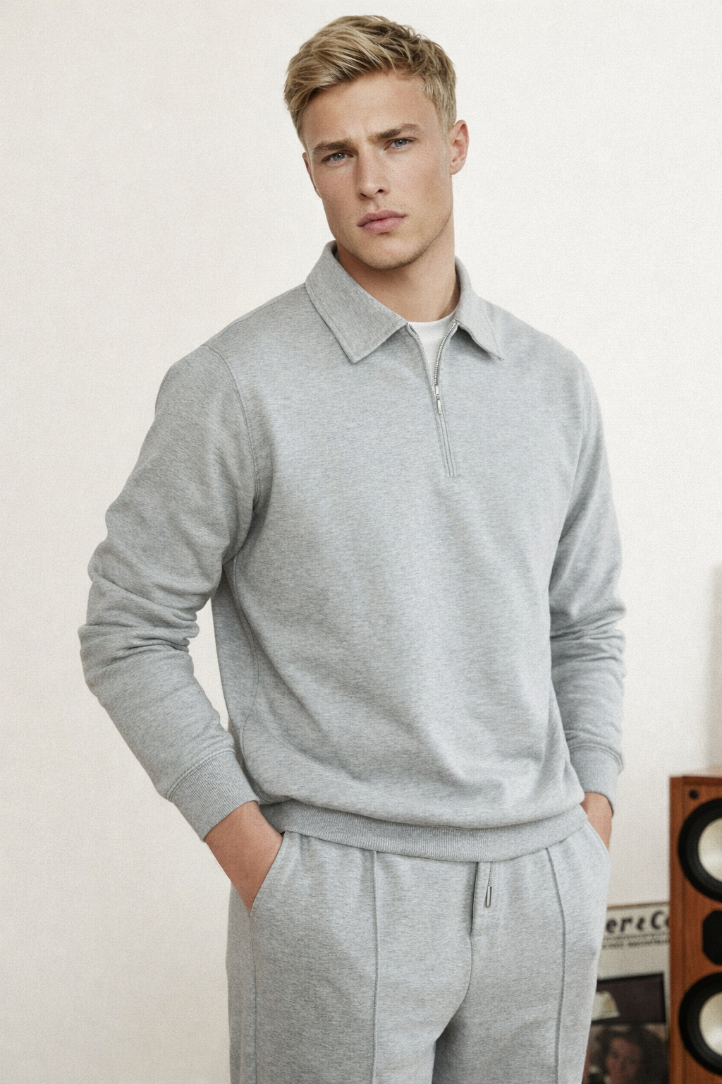 AMSTERDAM TOP  — Quarter-Zip Collar Sweater