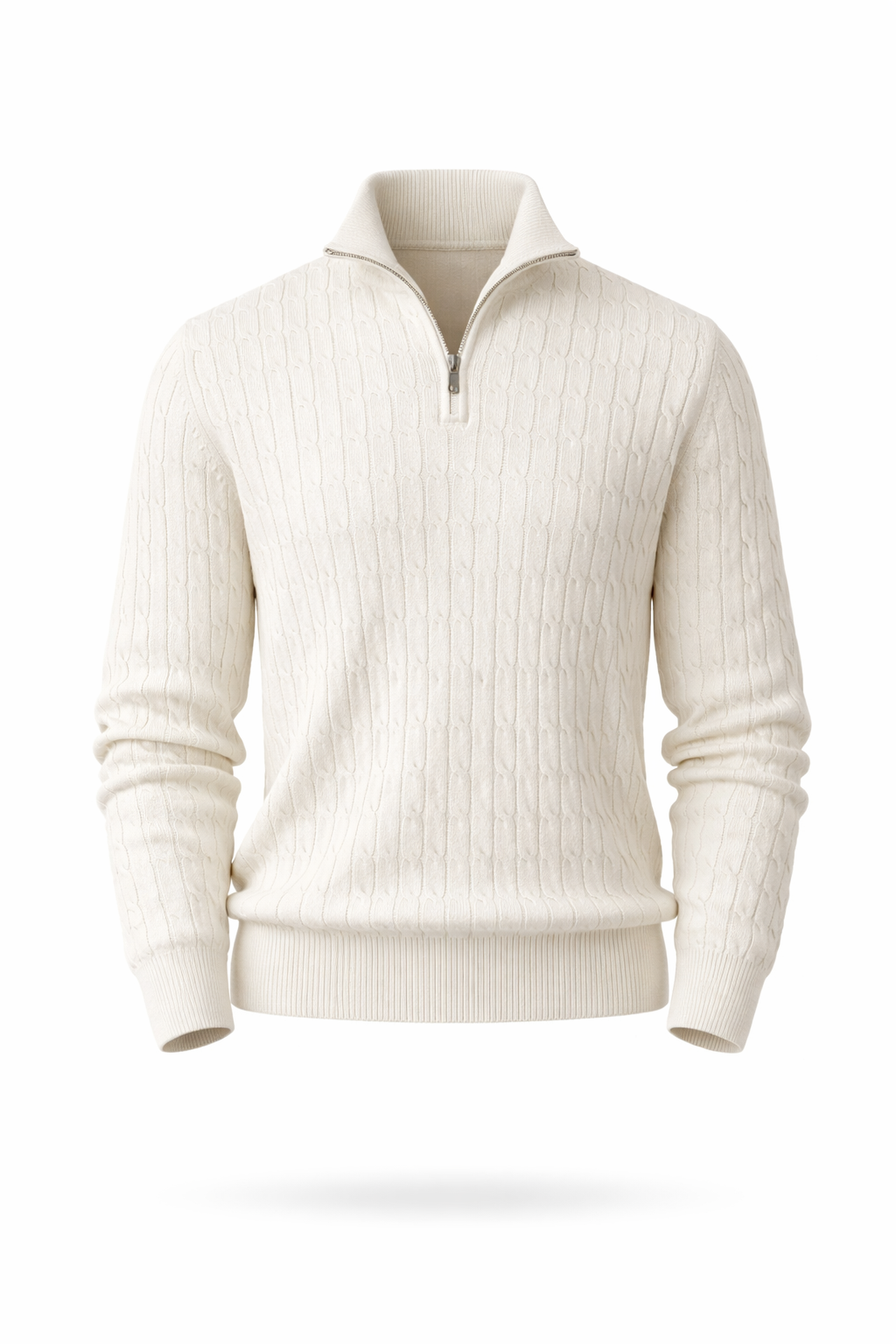 OXFORD CABLE ZIP — Cable-Knit Half-Zip Pullover Sweater